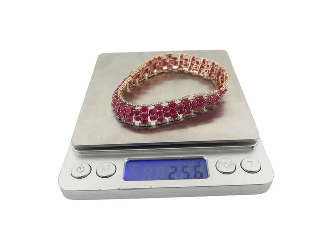 Bracelet Michael Christoff - Bracelet style tapis en or rose 14k rubis et diamants 58 Facettes 269285