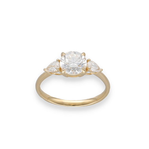 Bague 53.5 Solitaire - Bague en or jaune 18k avec diamants 1,17 ct + 0,31 ct 58 Facettes FB11110 / FB11202