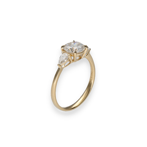 Bague 53.5 Solitaire - Bague en or jaune 18k avec diamants 1,17 ct + 0,31 ct 58 Facettes FB11110 / FB11202