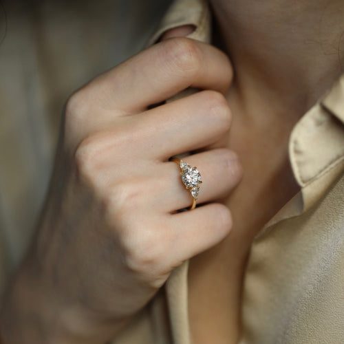 Bague 53.5 Solitaire - Bague en or jaune 18k avec diamants 1,17 ct + 0,31 ct 58 Facettes FB11110 / FB11202