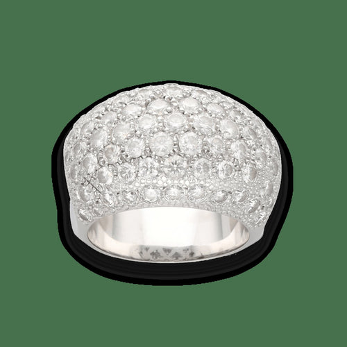 Bague 53 Bague pavée de diamants en or gris 18k, 3,00 ct G-VS, taille 53-54 58 Facettes FB10994