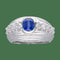 Bague 56 Bague en or gris 18 carats avec saphir de Ceylan et diamants, taille 56-57 58 Facettes FB07144