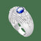 Bague 56 Bague en or gris 18 carats avec saphir de Ceylan et diamants, taille 56-57 58 Facettes FB07144
