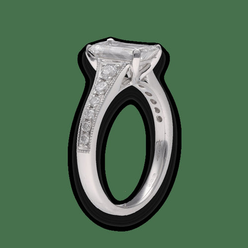 Bague 52 Solitaire - Bague en or gris 18 carats avec diamant taille émeraude 1,51 ct 58 Facettes FB09091-FB09120