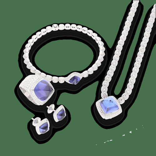 Collier FRED Pain de Sucre - Collier en or gris 18 carats, tanzanite et diamants 58 Facettes FB08219