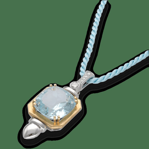 Pendentif Pendentif en or gris et jaune 18K avec aigue-marine 20,60 ct et diamants 58 Facettes FB09473