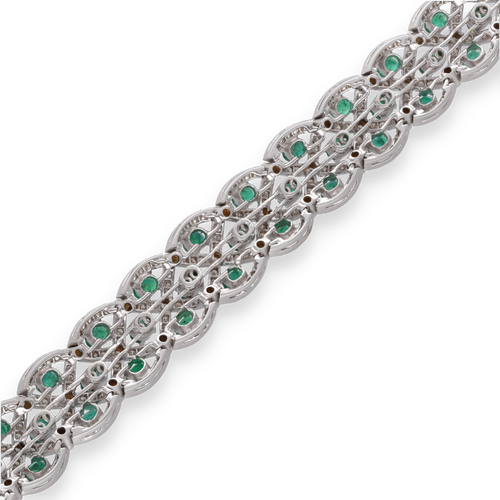 Bracelet Bracelet en or gris 18 carats avec émeraudes et diamants H-VS 58 Facettes FB09597