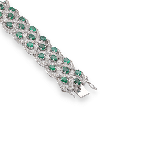 Bracelet Bracelet en or gris 18 carats avec émeraudes et diamants H-VS 58 Facettes FB09597