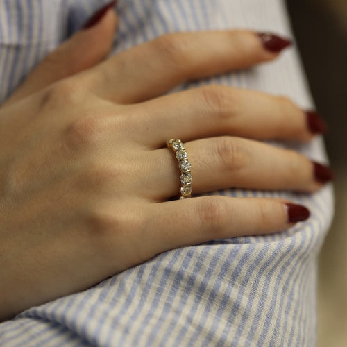 Bague 50 Alliance diamants en or jaune 18 Cts - 3,30 Cts - Taille 50 58 Facettes FB09866