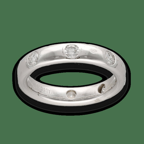 Bague 52 Mauboussin - Alliance en or gris 18 carats et diamants 0,50 ct, taille 52 58 Facettes FB10411
