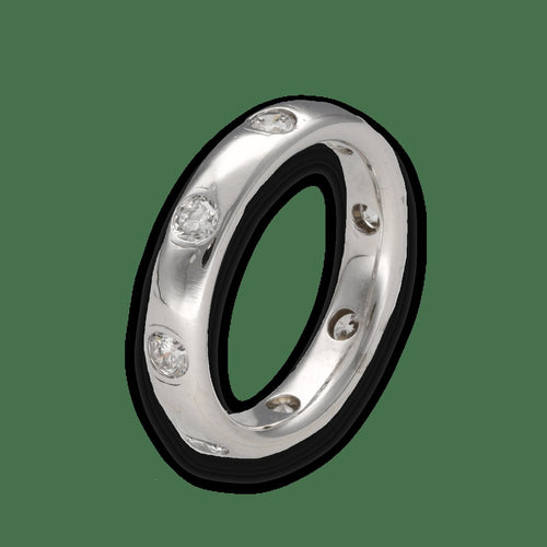 Bague 52 Mauboussin - Alliance en or gris 18 carats et diamants 0,50 ct, taille 52 58 Facettes FB10411