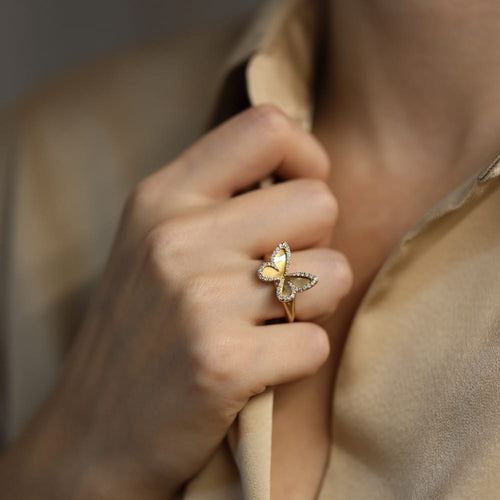 Bague 55 Messika Butterfly - Bague en or rose 18 carats et diamants 0,30 ct 58 Facettes FB10264