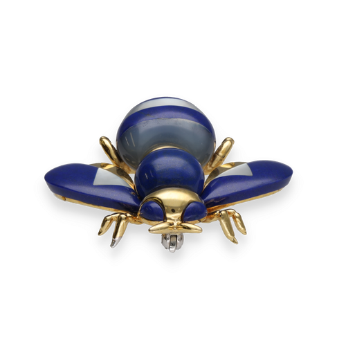 Broche Broche Abeille – Or Jaune 18k – Lapis-Lazuli et Nacre – Vers 1980 58 Facettes FB10877