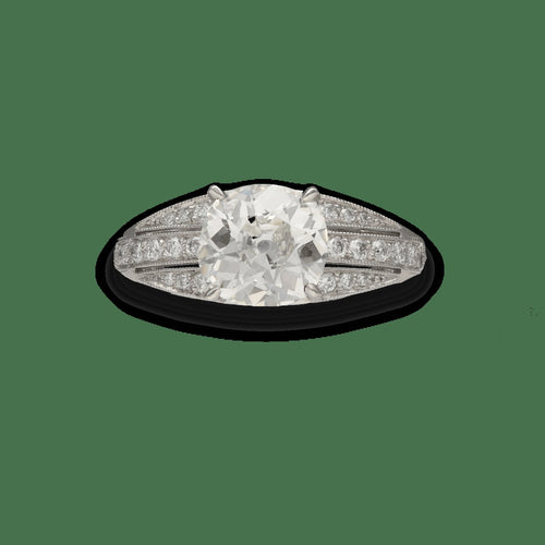 Bague 59 Solitaire style Art Déco - Bague en platine et diamant coussin 2,73 ct 58 Facettes FB10852
