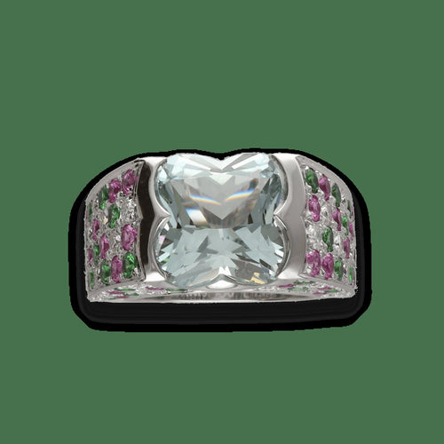 Bague 46,5 Mauboussin Cocktail - Bague en or gris 18k avec aigue-marine et pierres 58 Facettes FB11039