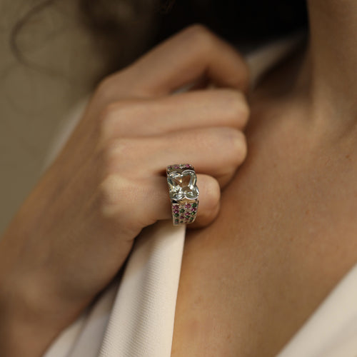 Bague 46,5 Mauboussin Cocktail - Bague en or gris 18k avec aigue-marine et pierres 58 Facettes FB11039