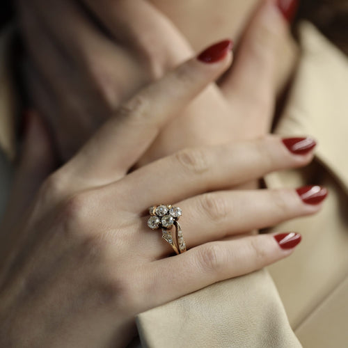 Bague 54 Napoléon III - Bague en or rose 18 carats et diamants, taille 54 58 Facettes FB10952