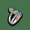 Bague 57 Bague trilogie en or gris et jaune 18 carats avec émeraude, saphir et topaze 58 Facettes FB11085