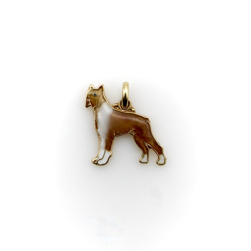 Pendentif Pendentif vintage boxer en or jaune 14k émaillé 58 Facettes