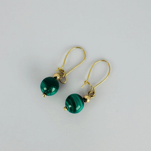 Boucles d'oreilles Boucles d'oreilles vintage en or jaune et malachite verte 58 Facettes 2505019