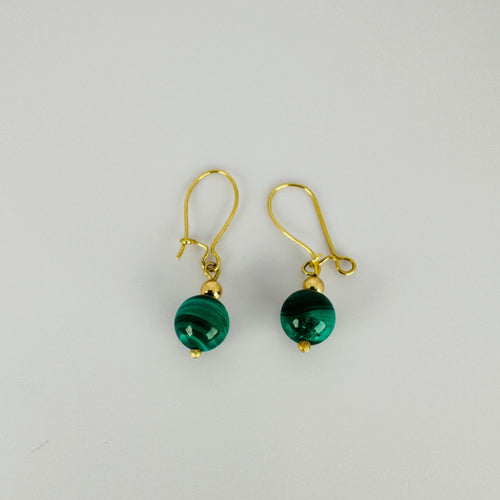 Boucles d'oreilles Boucles d'oreilles vintage en or jaune et malachite verte 58 Facettes 2505019