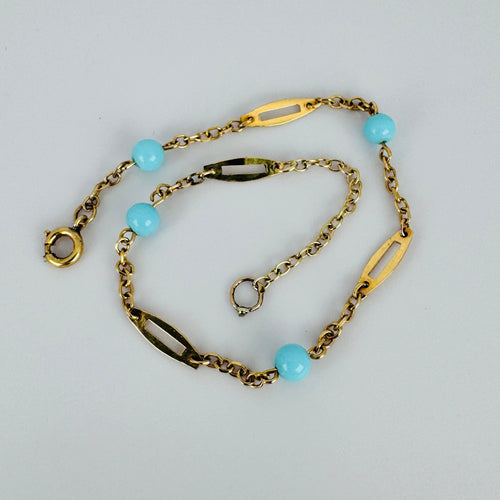 Bracelet Bracelet vintage en or 18 carats avec turquoises 58 Facettes 2601011