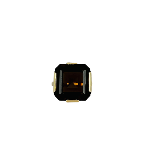 Bague 54 Bague vintage en or jaune 14k avec quartz fumé 58 Facettes 2512029