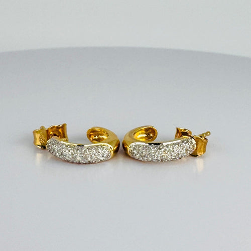 Boucles d'oreilles Boucles d'oreilles vintage - Créoles en or jaune 18 carats et diamants 58 Facettes 2505011