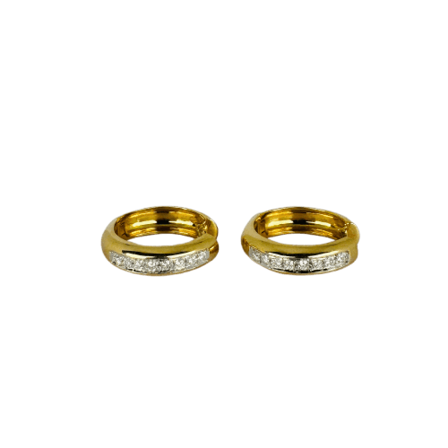 Boucles d'oreilles Créoles vintage en or jaune 14 carats et diamants 58 Facettes 2503038