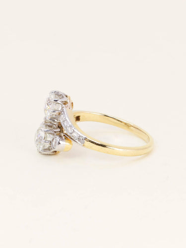 Bague 56 Belle Époque - Bague toi et moi en or 18k et platine, diamants 2 ct 58 Facettes 1200.5