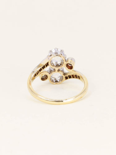 Bague 56 Belle Époque - Bague toi et moi en or 18k et platine, diamants 2 ct 58 Facettes 1200.5