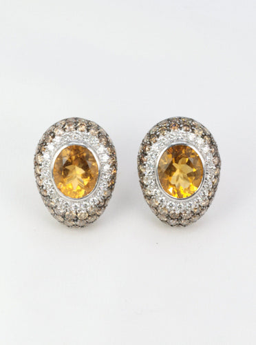 Boucles d'oreilles Clips d’oreilles vintage en or 18k, citrines et diamants 58 Facettes 520