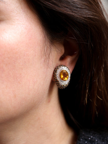 Boucles d'oreilles Clips d’oreilles vintage en or 18k, citrines et diamants 58 Facettes 520