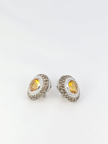 Boucles d'oreilles Clips d’oreilles vintage en or 18k, citrines et diamants 58 Facettes 520