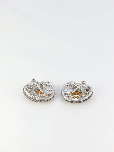 Boucles d'oreilles Clips d’oreilles vintage en or 18k, citrines et diamants 58 Facettes 520
