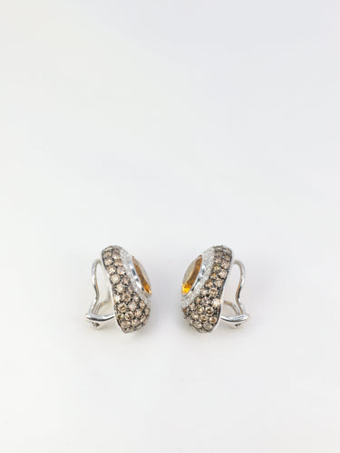 Boucles d'oreilles Clips d’oreilles vintage en or 18k, citrines et diamants 58 Facettes 520