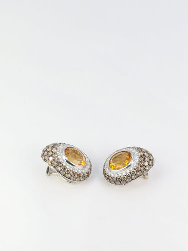 Boucles d'oreilles Clips d’oreilles vintage en or 18k, citrines et diamants 58 Facettes 520