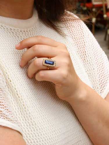 Bague 56 Bague Lapis-lazuli Perles fines 58 Facettes 837