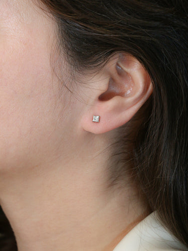 Boucles d'oreilles Boucles d'oreilles or blanc diamants taille princesse 0,5 ct 58 Facettes 1084.1