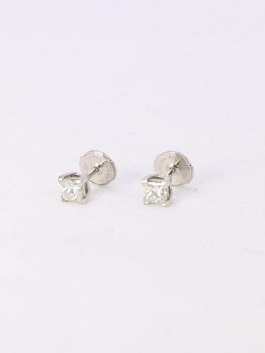 Boucles d'oreilles Boucles d'oreilles or blanc diamants taille princesse 0,5 ct 58 Facettes 1084.1