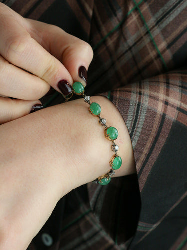 Bracelet Bracelet ancien cabochons d'émeraudes or jaune diamants 58 Facettes 777