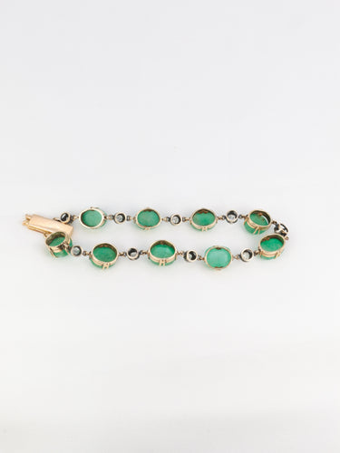 Bracelet Bracelet ancien cabochons d'émeraudes or jaune diamants 58 Facettes 777