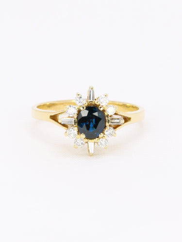 Bague 52.5 Bague marguerite vintage en or jaune 18k, saphir et diamants 58 Facettes 1CA0000011/1