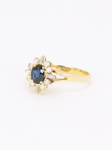 Bague 52.5 Bague marguerite vintage en or jaune 18k, saphir et diamants 58 Facettes 1CA0000011/1