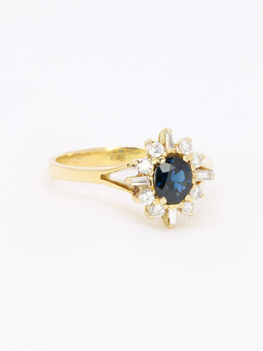 Bague 52.5 Bague marguerite vintage en or jaune 18k, saphir et diamants 58 Facettes 1CA0000011/1