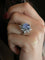 Bague 51.5 Bague marguerite en platine, saphir étoilé de Ceylan 12,34 ct et diamants 58 Facettes 1131.1