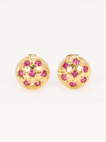 Boucles d'oreilles Boucles d'oreilles demi-boules or jaune rubis serti étoile 58 Facettes 1128.3