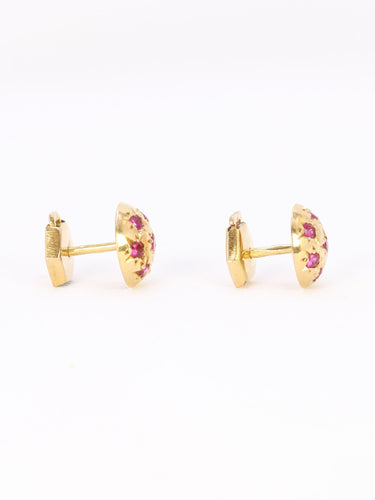 Boucles d'oreilles Boucles d'oreilles demi-boules or jaune rubis serti étoile 58 Facettes 1128.3