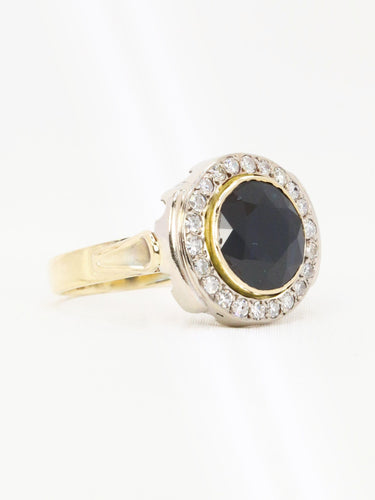 Bague 53 Bague vintage saphir entourage diamants 58 Facettes 1136.1