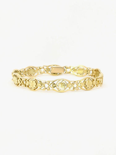 Bracelet Bracelet Art Nouveau chaine or jaune maille feuille de lierre 58 Facettes 1133.2